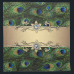 Serviettes En Tissus Élégant Peacock Or<br><div class="desc">Belle plumes de paon et serviettes en tissu central doré. Ces élégantes serviettes paon peuvent être customisées avec votre texte en choisissant simplement le bouton customiser.</div>