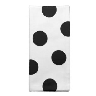 Serviettes En Tissus Grand motif de point noir de polka - blanc fait