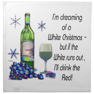 Serviettes En Tissus Rêvant de Noël blanc, cadeaux drôles d'art de vin