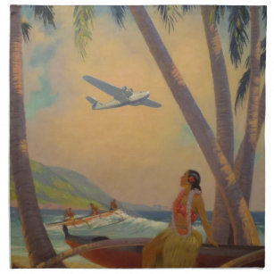 Serviettes En Tissus Voyage hawaïen vintage - danseuse de fille d'Hawaï