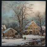 Serviettes En Tissus Winter en country<br><div class="desc">Enhanced lithograph,  main-colored,  Winter country scene showing à 19th century American farmer walking towards a farmhouse in a snow ridden landscape Originally published in the late 19th century. Image courtesy of LOC LC-DIG-pga-00973</div>