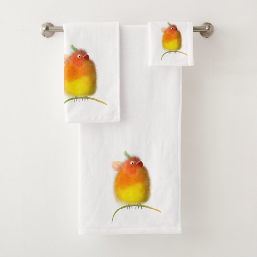 Serviettes ensemble Jaune & Orange Lovebird. (En situation)