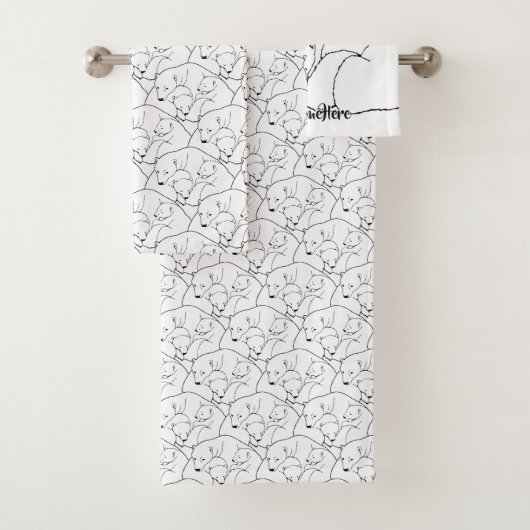 Serviettes faites sur commande réglées d'ours (En situation)