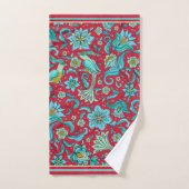 Serviettes Fleurs, Oiseaux, Bleus, Rouge, Citron P (Serviette à main)
