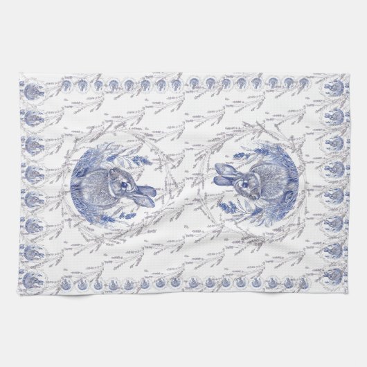 Serviettes frontière bleu lapin et lavande (Horizontal)