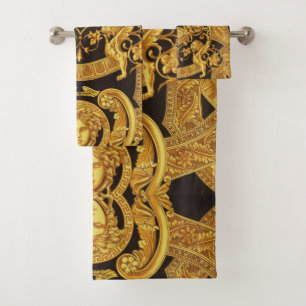 Serviettes invitées à tête de Méduse dorée avec or