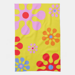 Serviettes Jaunes Motif de Fleur Retro