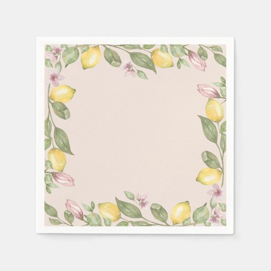 Serviettes jetables citron rose (Devant)