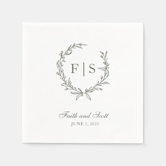 Serviettes jetables de couronnes vertes de taille  (Devant)