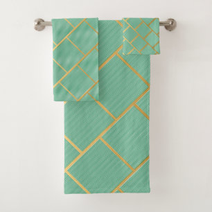 SERVIETTES LUXE GREEN STRIPE SALLE DE BAINS ABSTRA