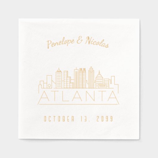 Serviettes Mariage Atlanta Gold personnalisées (Recto)