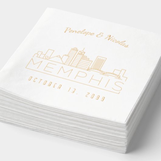 Serviettes Mariage Memphis pour huile d'or personn (Détail)