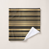 Serviettes modernes à rayures noir et or (Gant de toilette)