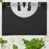 Serviettes noires de golf de monogramme, votre (Plié)