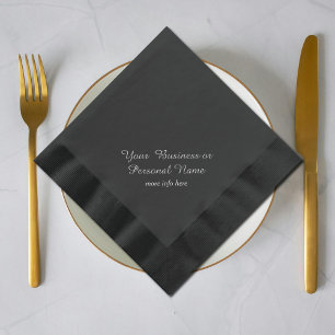 serviettes noires personnalisées avec feuille