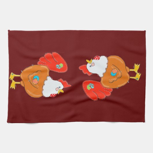 Serviettes Patchwork Poulet À Main (Horizontal)