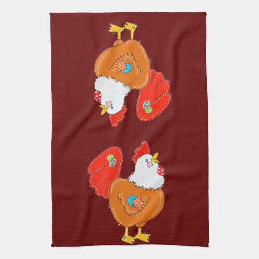 Serviettes Patchwork Poulet À Main (Vertical)