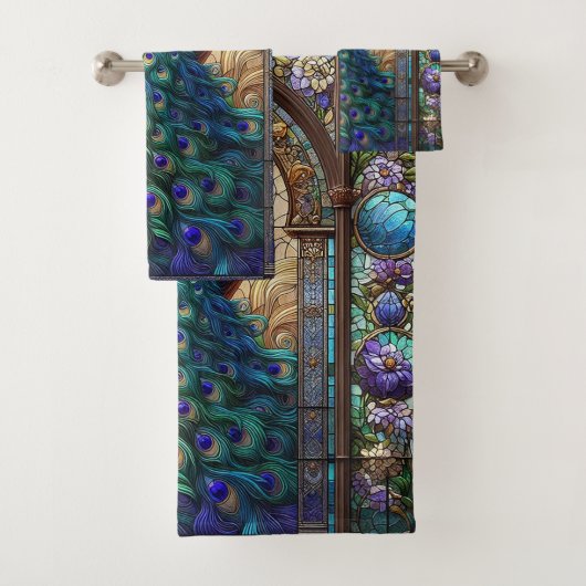 Serviettes Peacock En Verre Tiré : Serviettes De B (En situation)