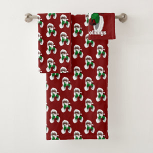 Serviettes Père Noël Noir Ensemble de bain de Noël
