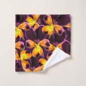 Serviettes pourpres jaunes de Bath de motif (Gant de toilette)