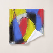 Serviettes rouges, jaunes, noires et bleues (Gant de toilette)