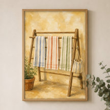 Serviettes sur le Porte-Serviettes Affiche Aquarel