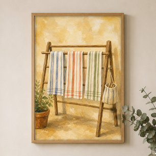 Serviettes sur le Porte-Serviettes Affiche Aquarel