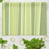 Serviettes vertes rayées de silhouette en bambou (Plié)
