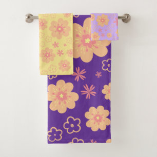 Serviettes vintages Jaune Orange Florale