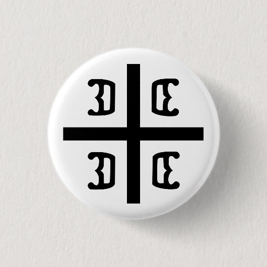 Servisch kruisje ronde button 3,2 cm (Voorkant)