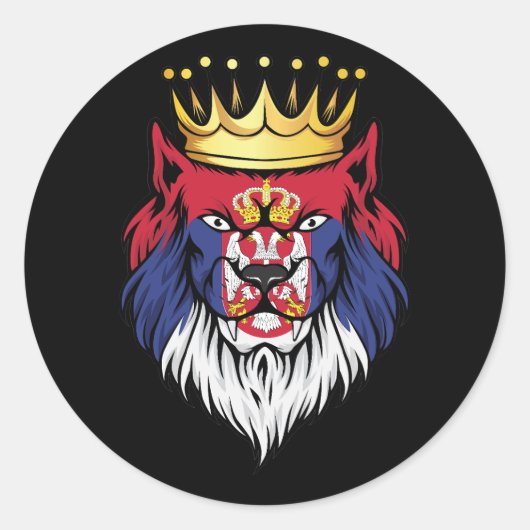 Servisch Lion King Flag Ronde Sticker (Voorkant)