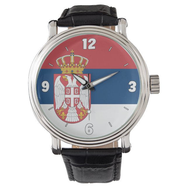 Servisch nationaal vlagpatriotticum horloge (Voorkant)