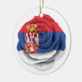 Servisch Roos Vlag op wit Keramisch Ornament (Links)