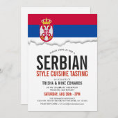 Servische keuken | Party Flag Witte Uitnodiging (Voorkant / Achterkant)