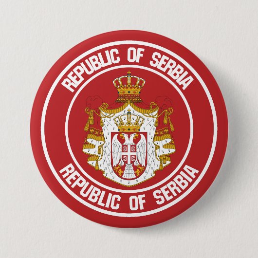 Servische Ronde Emblem Button 7,6 Cm (Voorkant)