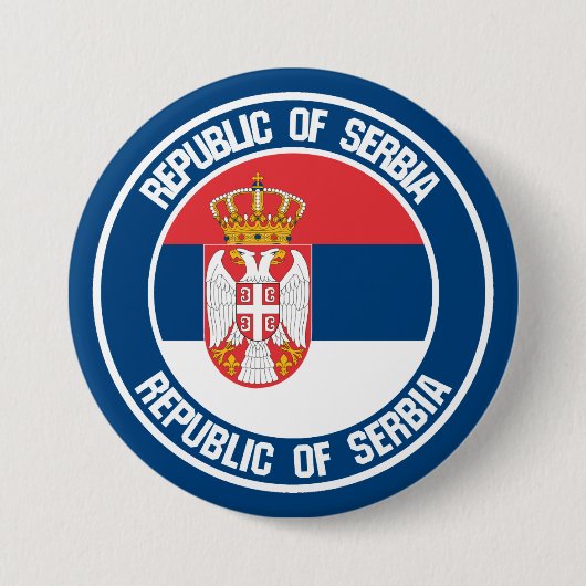 Servische Ronde Emblem Button 7,6 Cm (Voorkant)