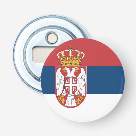 Servische vlag button flesopener (Voorkant)