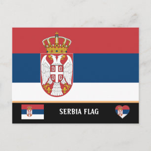 Servische vlag en Servië - reizen, vakantie/sport Briefkaart