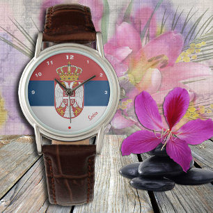 Servische vlag en Servische mode hart/sport Horloge