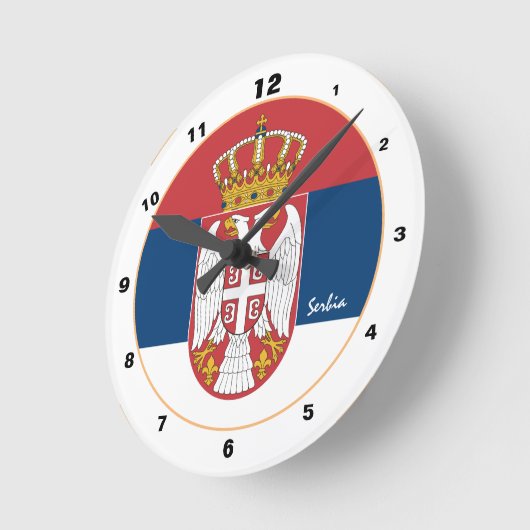 Servische vlag en Servische trendy Home / design Ronde Klok (Hoek)
