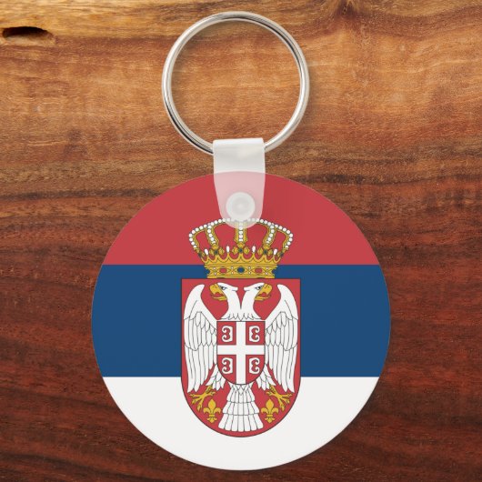 Servische vlag en Servische vakantie, reizen/sport Sleutelhanger (Achterkant)