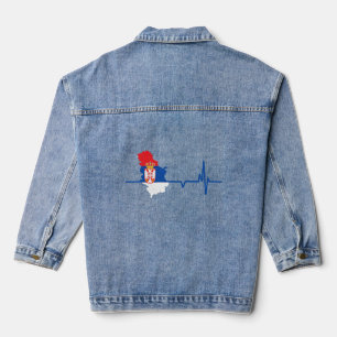 Servische vlag hartslag Servië erfgoed Servische k Denim Jacket