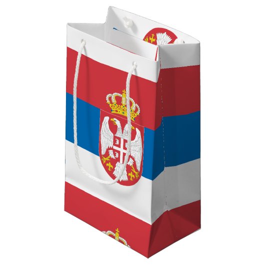 Servische vlag klein cadeauzakje (Voorkant Gekanteld)