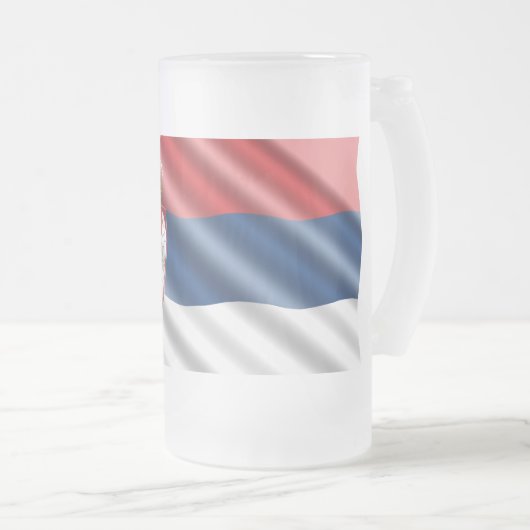 Servische vlag matglas bierpul (Voorkant rechts)