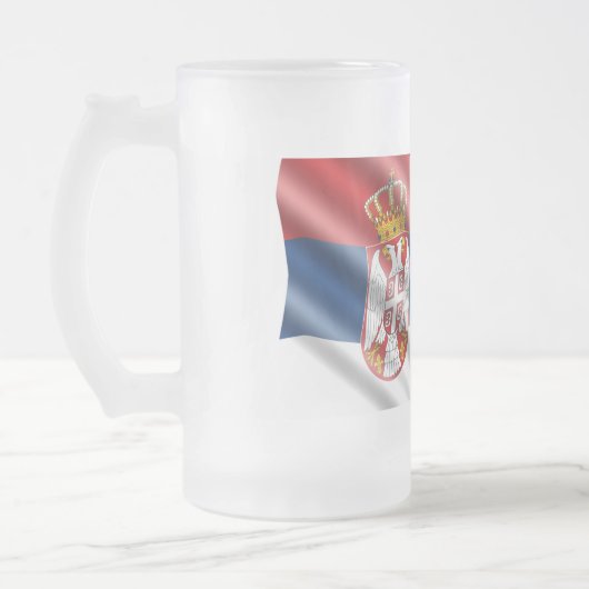 Servische vlag matglas bierpul (Links)