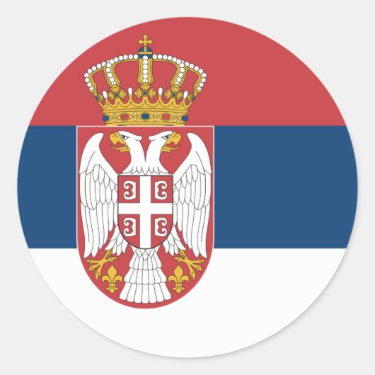 Servische vlag ronde sticker (Voorkant)