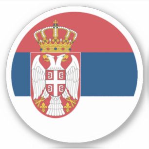 Servische Vlag Ronde Sticker
