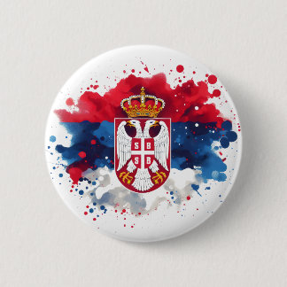 Servische vlag Servië Ronde Button 5,7 Cm