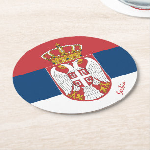 Servische vlag & Servisch huwelijk, feest /sport Ronde Kartonnen Onderzetter