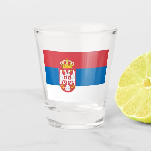 Servische vlag shot glas (Voorkant)